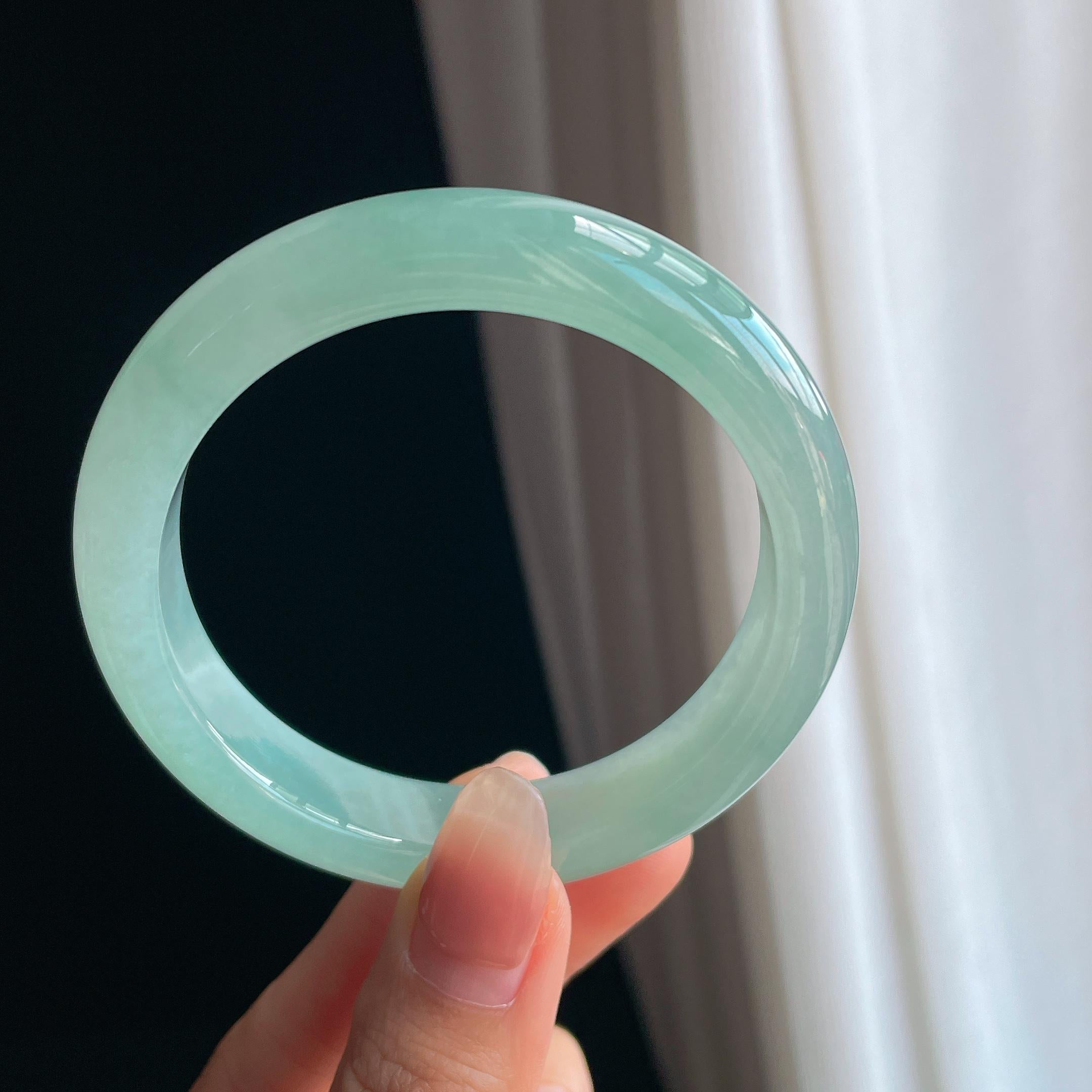 冰种晴底翡翠平安镯（56mm）（yc343939）