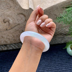 细糯种淡紫罗兰飘绿圆条手镯（57.6mm）（yc226055）