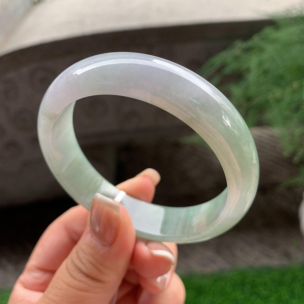 大圈口 细糯种油青宽版轮胎手镯  58圈口 天然缅甸A货翡翠（yc375022）
