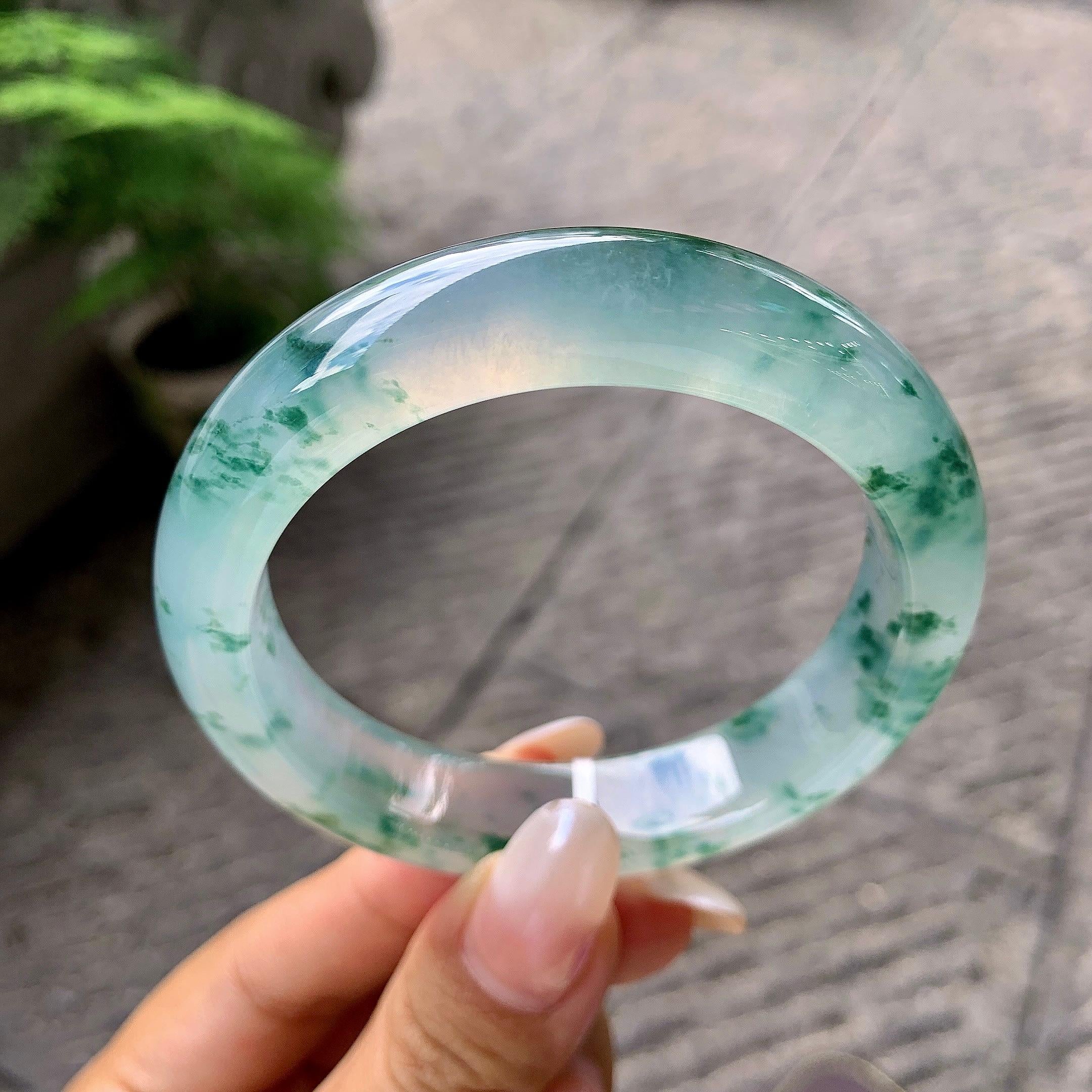 冰种飘花平安镯（56.2mm）（yc203717）
