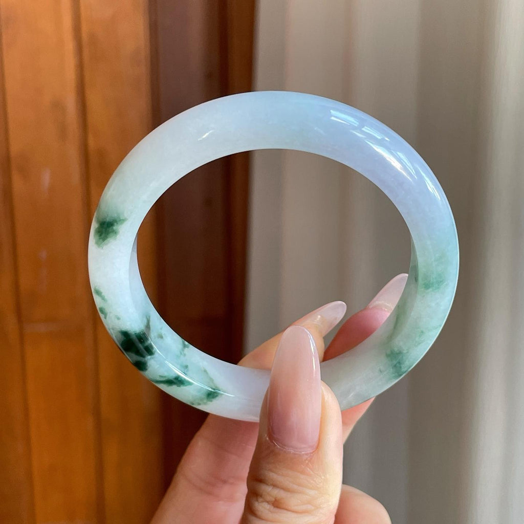 糯冰飘花翡翠平安镯（54.2mm）（yc277406）