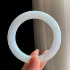 糯冰淡底色翡翠圆条手镯（56mm）（yc346535）