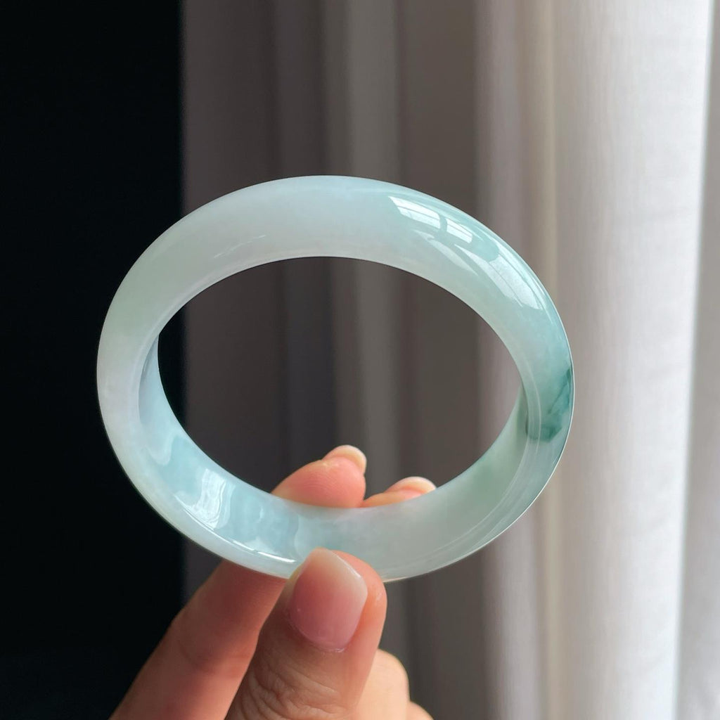 糯冰宽版飘花翡翠平安镯（58.5mm）（yc378054）