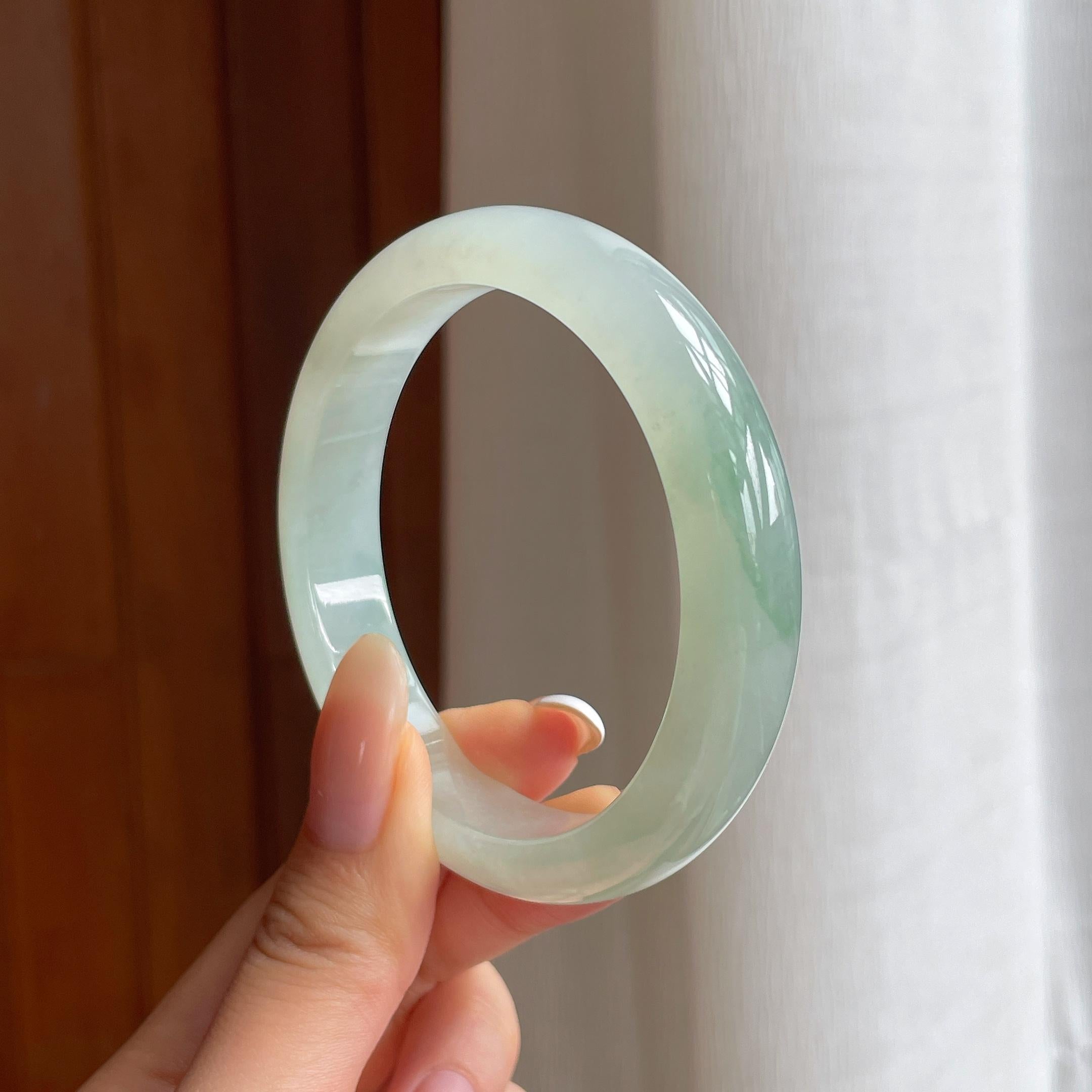 糯冰晴底翡翠平安镯（56.5mm)（yc412185）