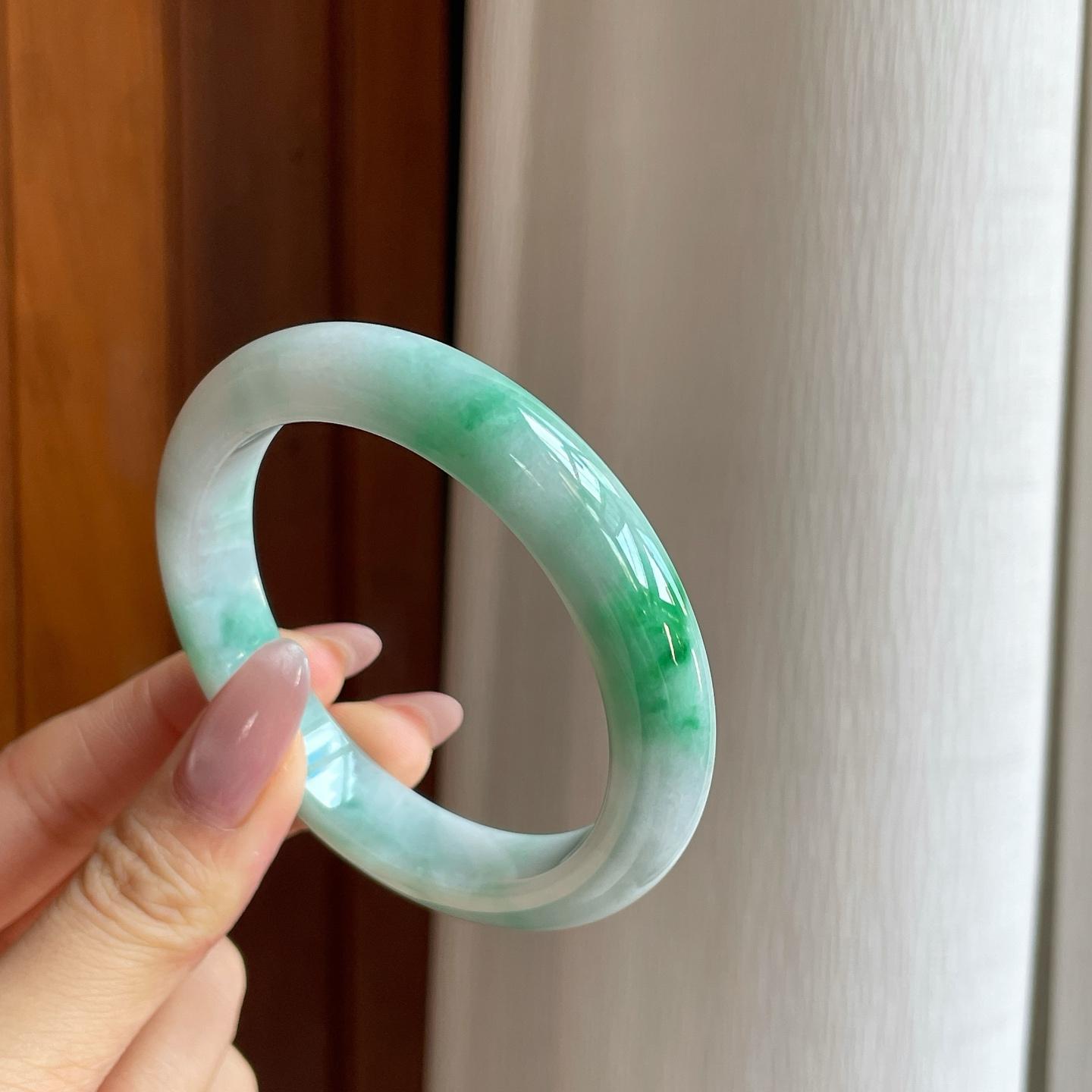 细糯冰飘花翡翠平安镯（55.7mm）（yc287976）