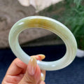 细糯种飘黄翡圆条手镯55.8圈 天然缅甸A货翡翠（yc464111）