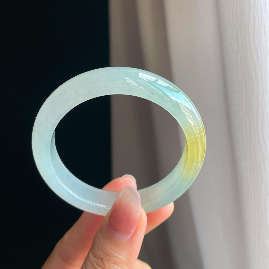 冰种黄翡翡翠平安镯（52mm）（yc316766）