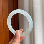 糯冰白月光翡翠圆条手镯（56mm)（yc406770）