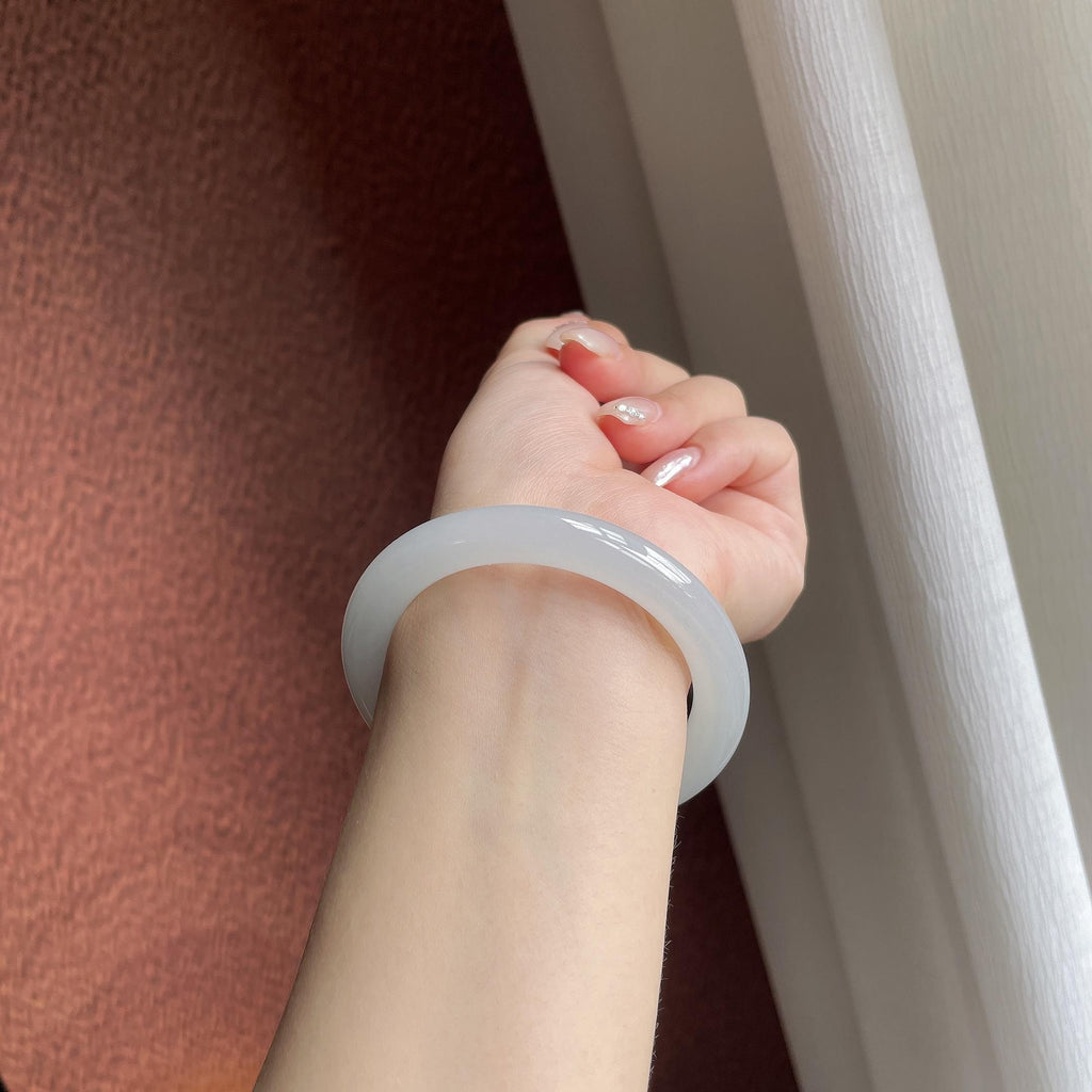 冰种白月光圆条手镯 52圈（yc769678）