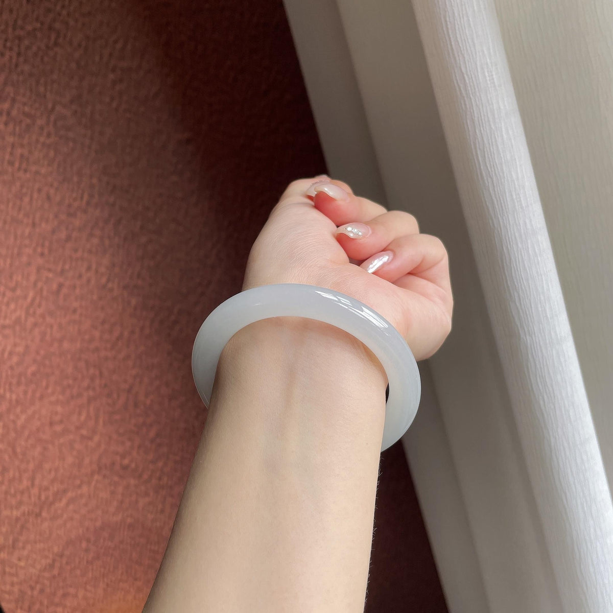 冰种白月光圆条手镯 52圈（yc769678）
