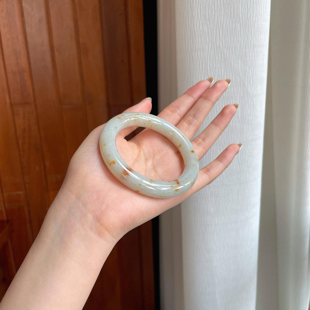 糯冰洒金翡翠圆条手镯（53.6mm)（yc373887）