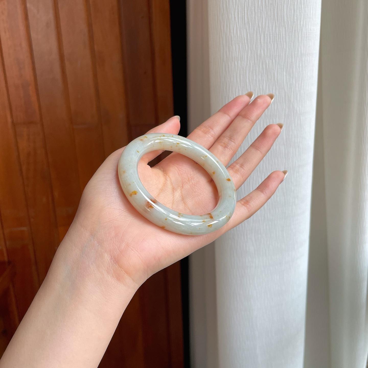糯冰洒金翡翠圆条手镯（53.6mm)（yc373887）