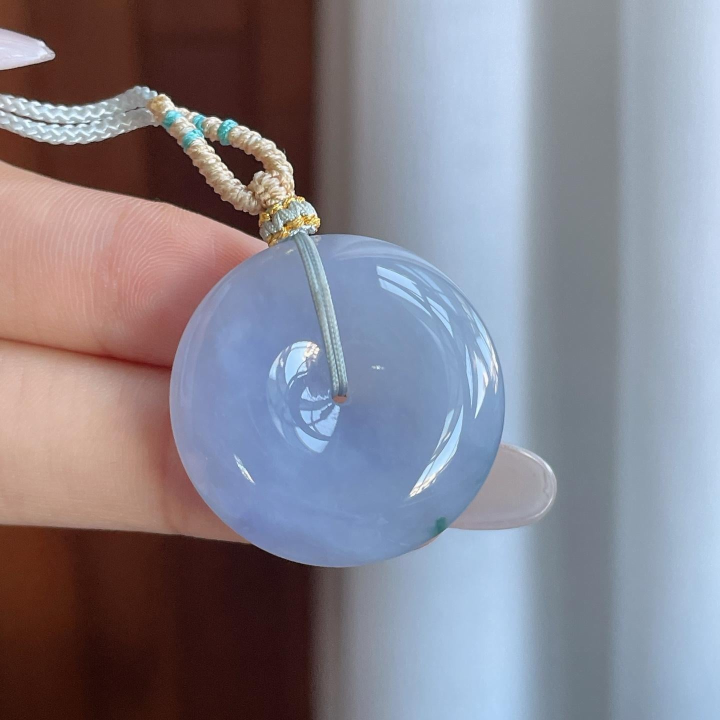 糯冰紫罗兰飘花翡翠平安扣（yc265748）