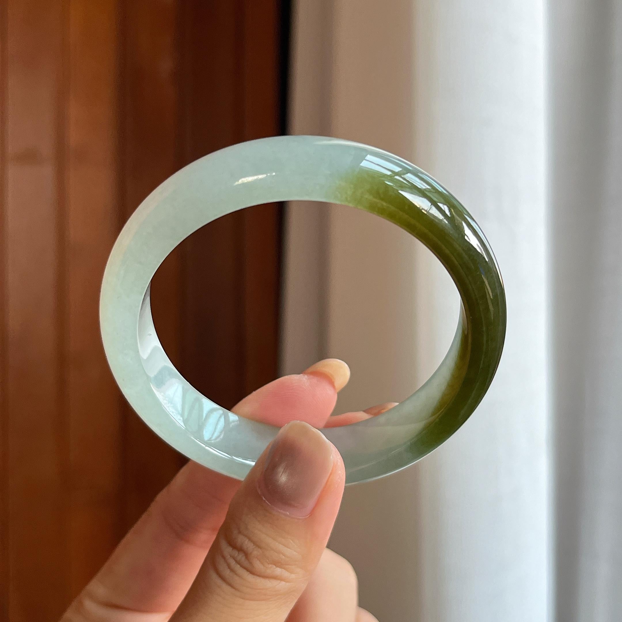 糯冰半山半水翡翠平安镯（58mm）（yc424959）
