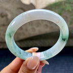 大圈口     细糯种飘花正圈平安镯58.1圈      天然缅甸A货翡翠（yc405537）