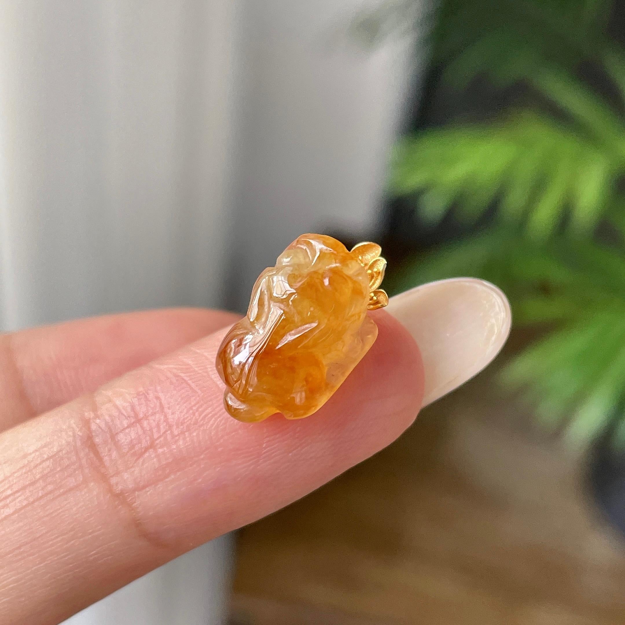 18k金糯冰种红翡貔貅吊坠       天然缅甸A货翡翠（yc421313）