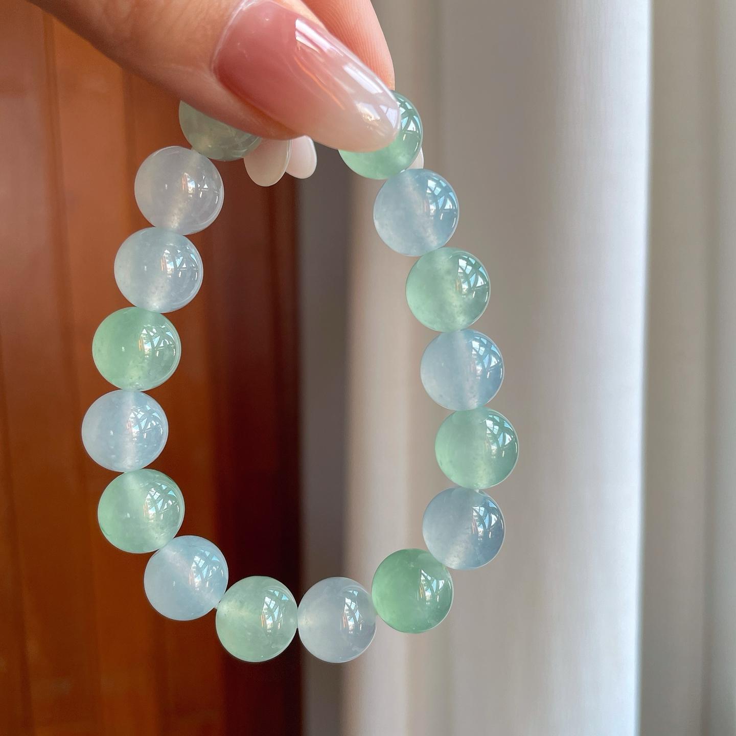 冰种玛卡龙翡翠珠串手串（yc266480）