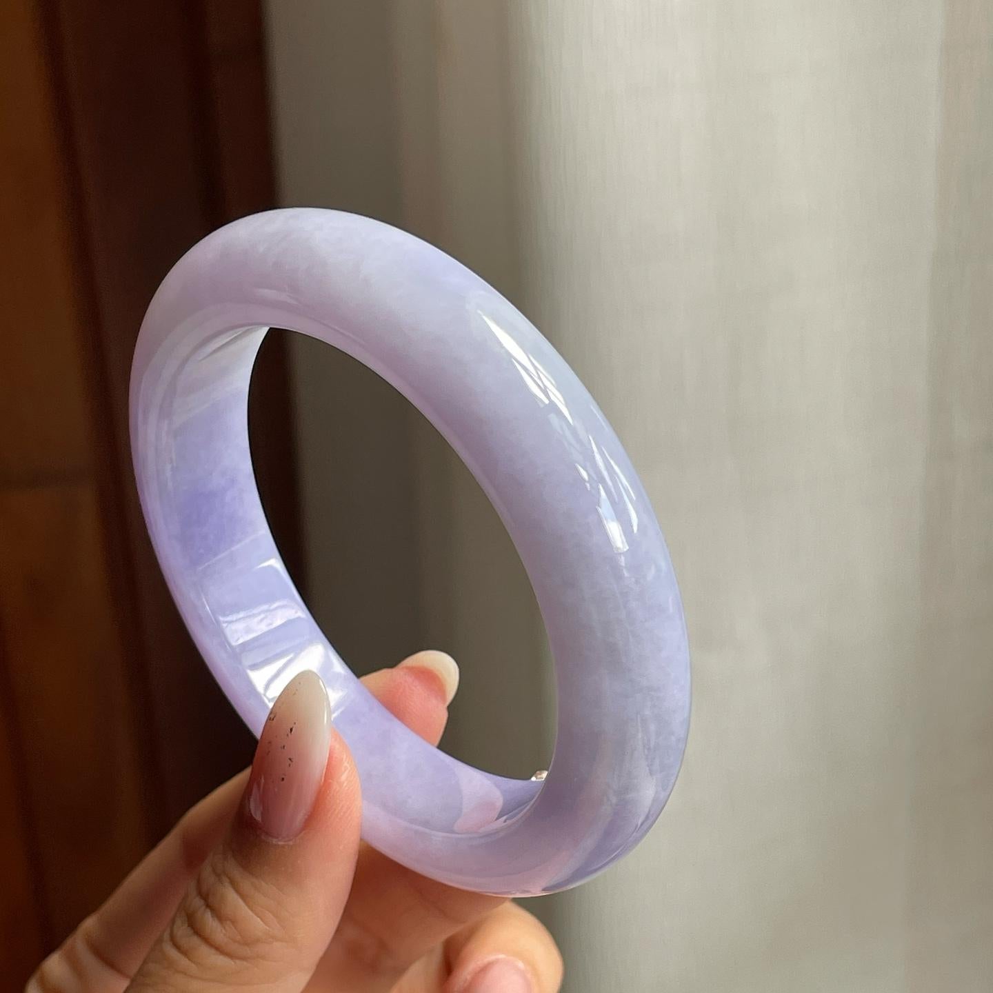 糯冰种紫罗兰翡翠平安镯（57mm）（yc204376）