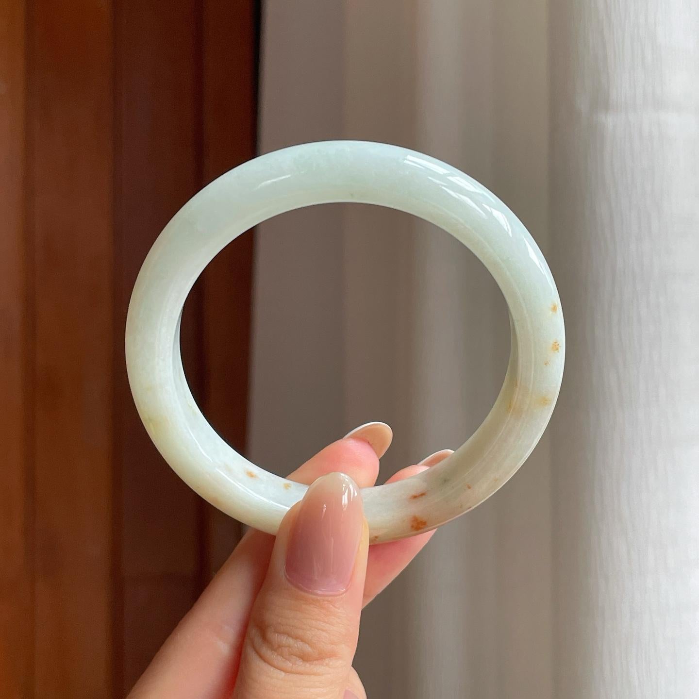 糯冰洒金翡翠平安镯（55.3mm)（yc378028）