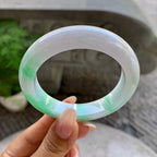 细糯种飘绿平安镯（55.3mm）（yc199559）