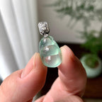 18K金钻镶冰种淡晴底福豆吊坠（yc257222）