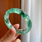 冰玻种飘花翡翠平安镯（56mm）（yc318593）