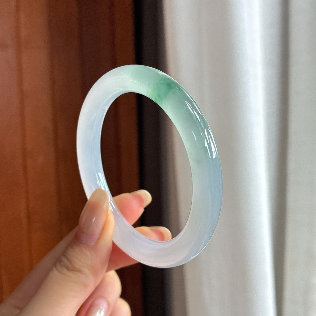 冰种带色圆条手镯 52圈 天然缅甸A货翡翠（yc457786）