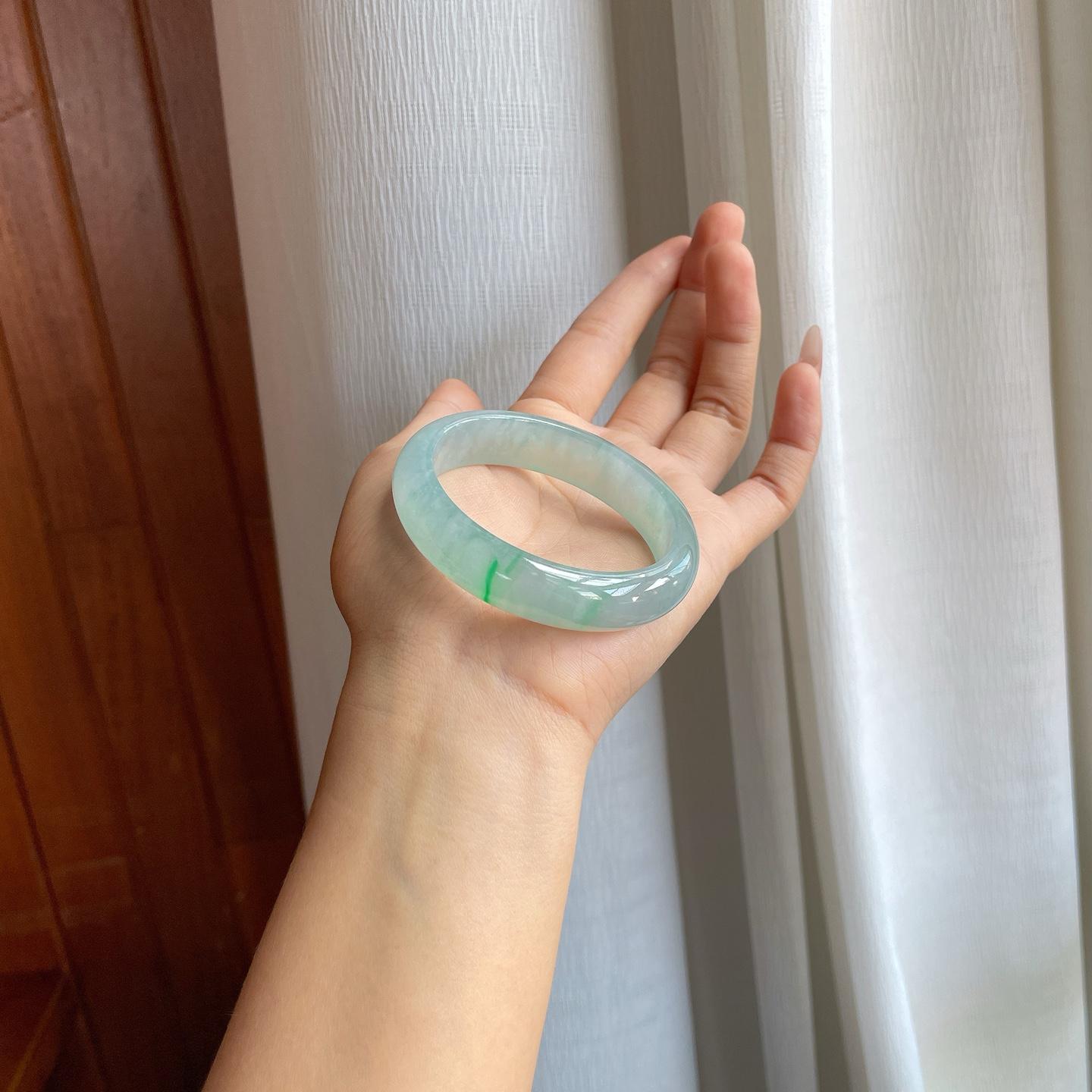 冰种金丝翠翡翠贵妃镯（54.5mm）（yc318654）