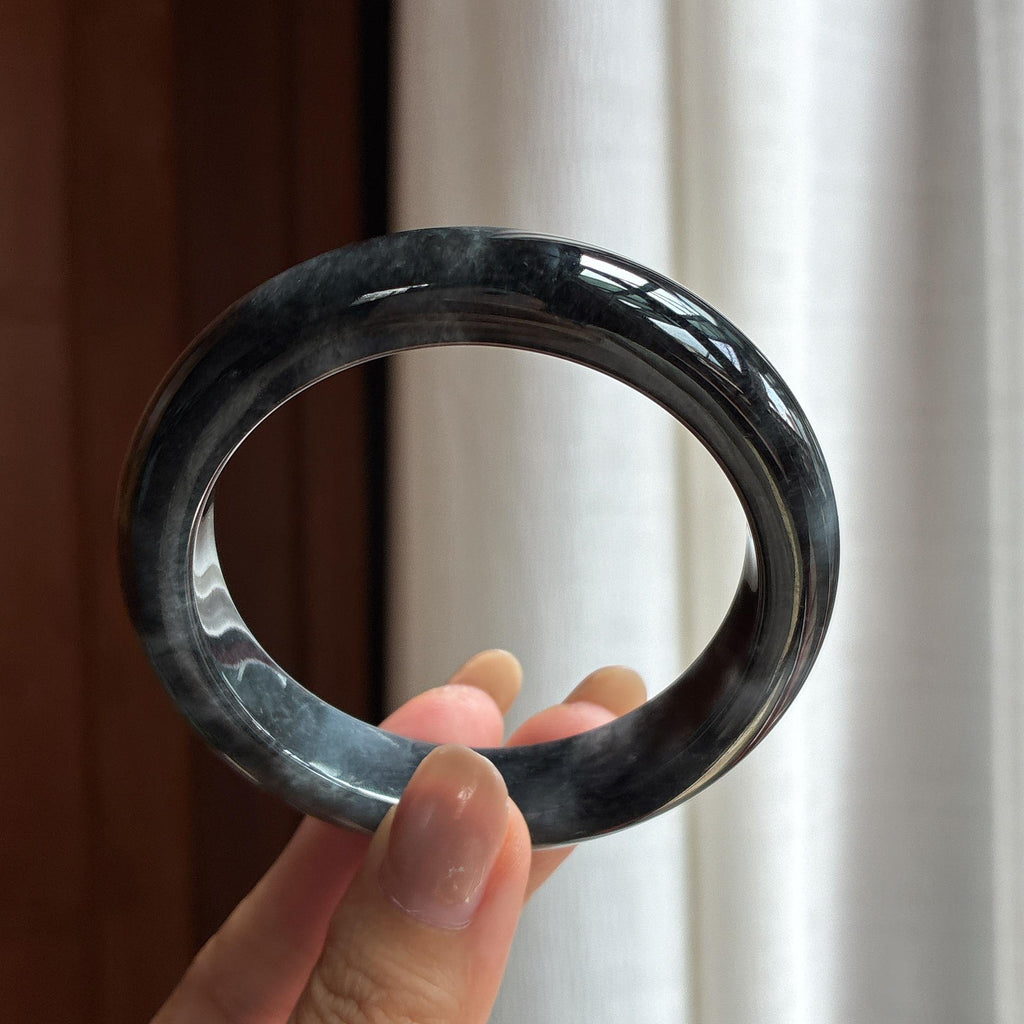 糯冰乌鸡翡翠平安镯（56mm）（yc420255）