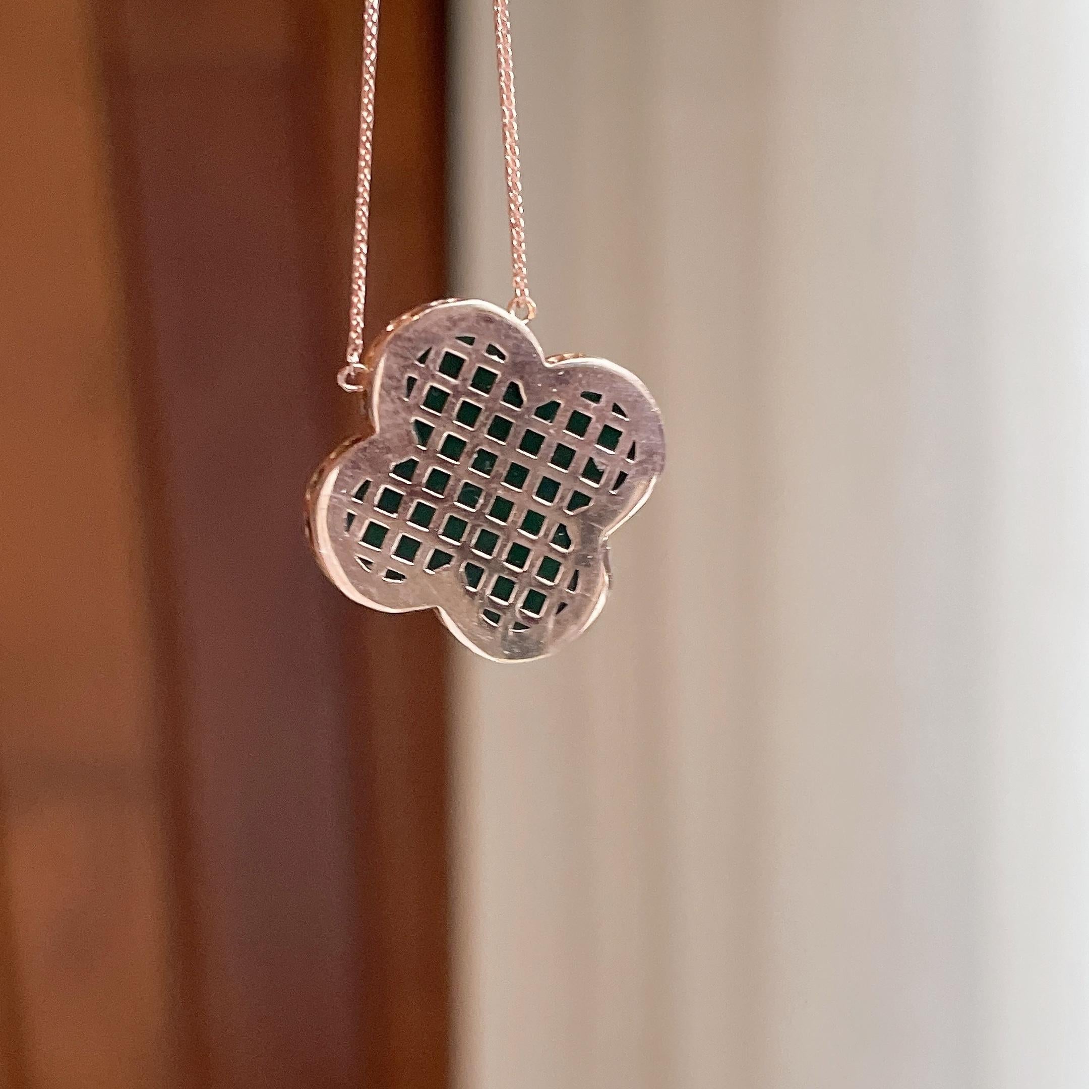 18K金镶糯冰墨翠项链 天然缅甸A货翡翠（yc693794）