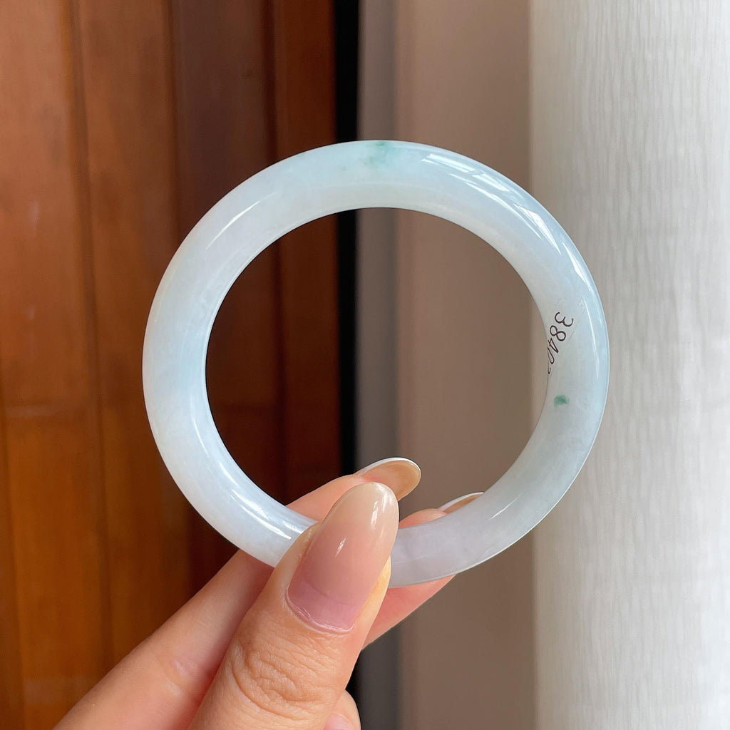 糯冰飘花翡翠圆条手镯（51mm)（yc412139）
