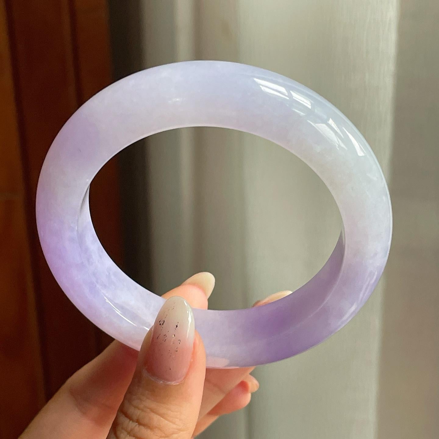 糯冰种紫罗兰翡翠平安镯（56mm）（yc206755）