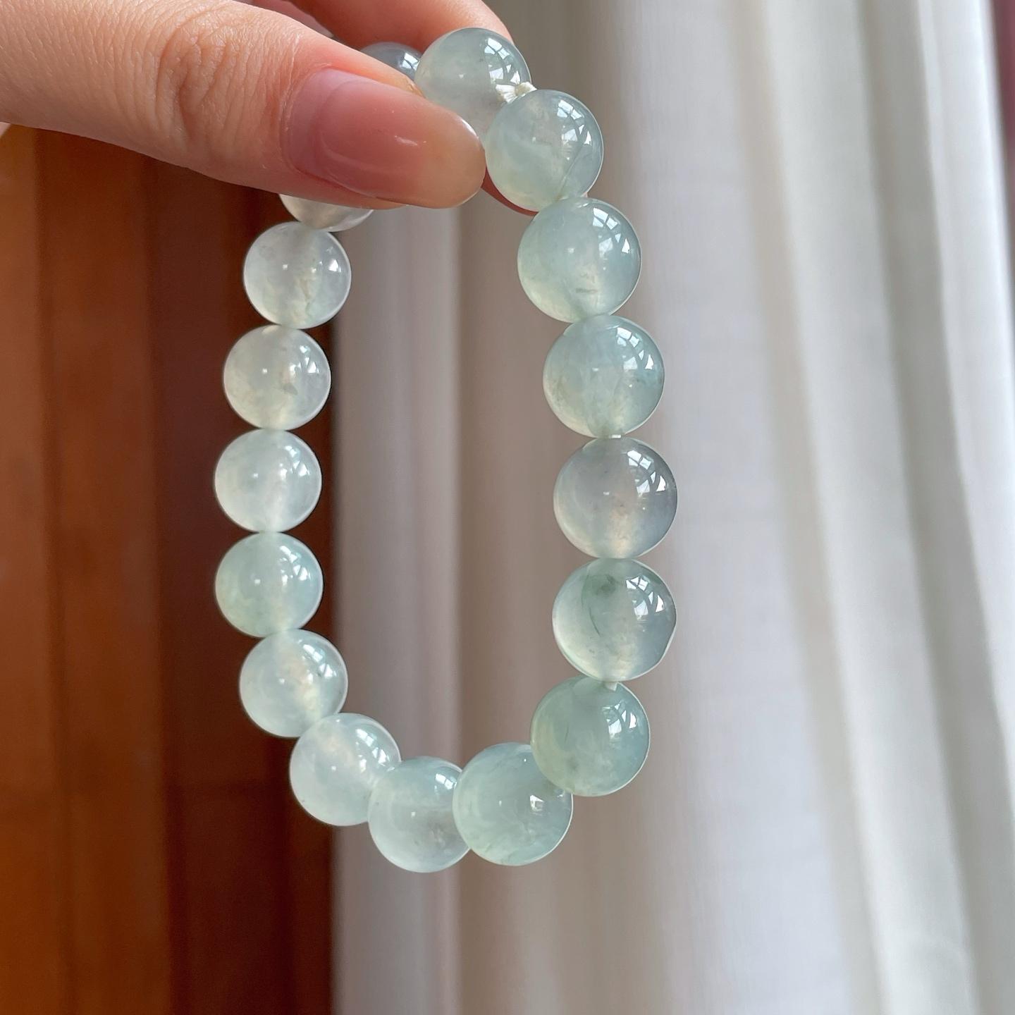 冰种淡底色翡翠珠串手串（yc360244）