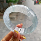 宽版轮胎镯    高冰种雪花棉宽版轮胎镯58.8圈      天然缅甸A货翡翠（yc378784）