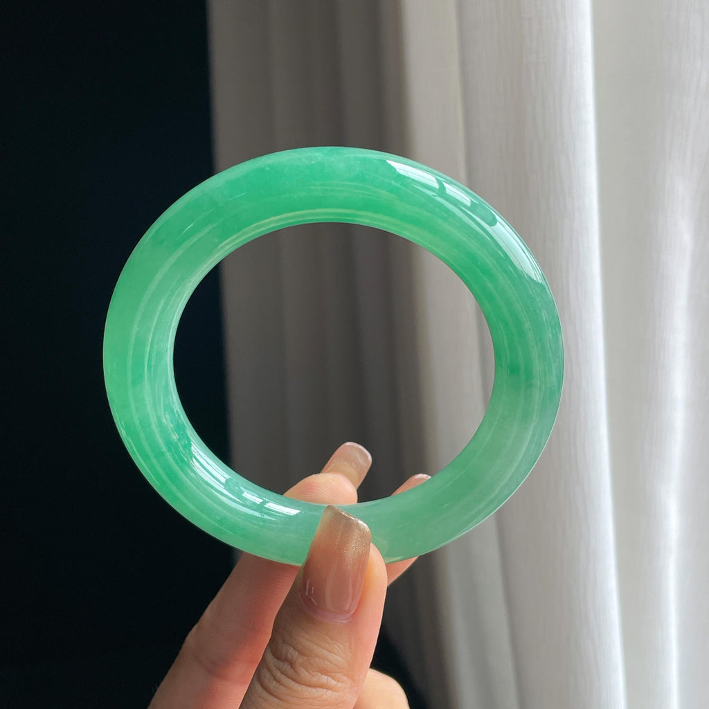 冰种满色翡翠圆条手镯（58.5mm）（yc376772）
