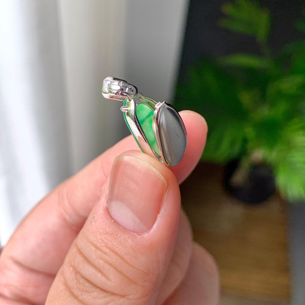 18K金钻镶冰种满绿福豆吊坠（yc257221）