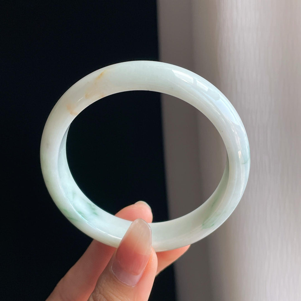 糯冰飘花翡翠平安镯（57mm)（yc334673）