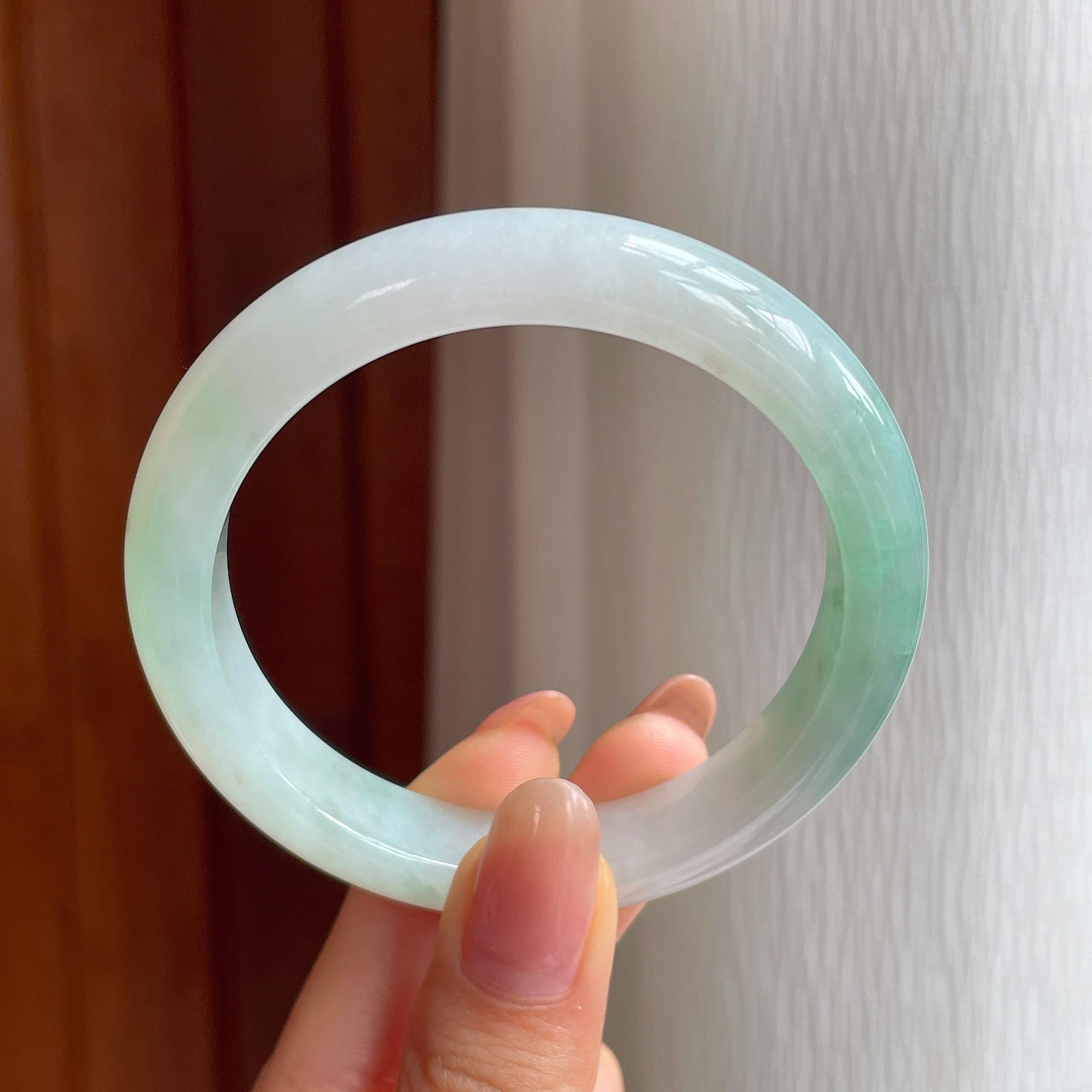 糯冰飘花翡翠平安镯（55mm)（yc350446）