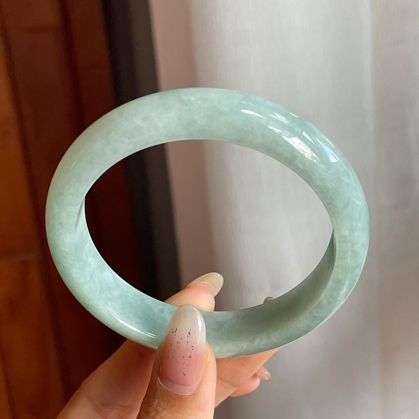 细糯种晴底翡翠平安镯（57.2mm）（yc220244）