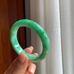 糯冰带色翡翠平安镯（54.5mm）（yc400204）