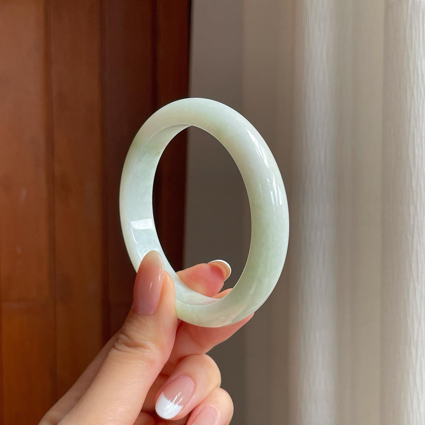 糯冰晴底洒金翡翠平安镯（54.8mm)（yc378033）