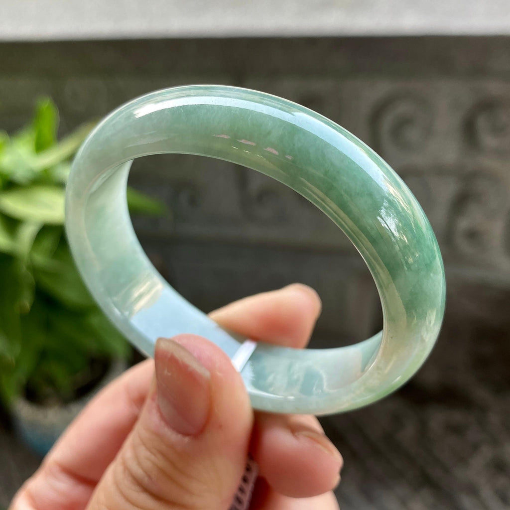 小圈口 糯种油青贵妃手镯51.5圈口 天然缅甸A货翡翠（yc313322）