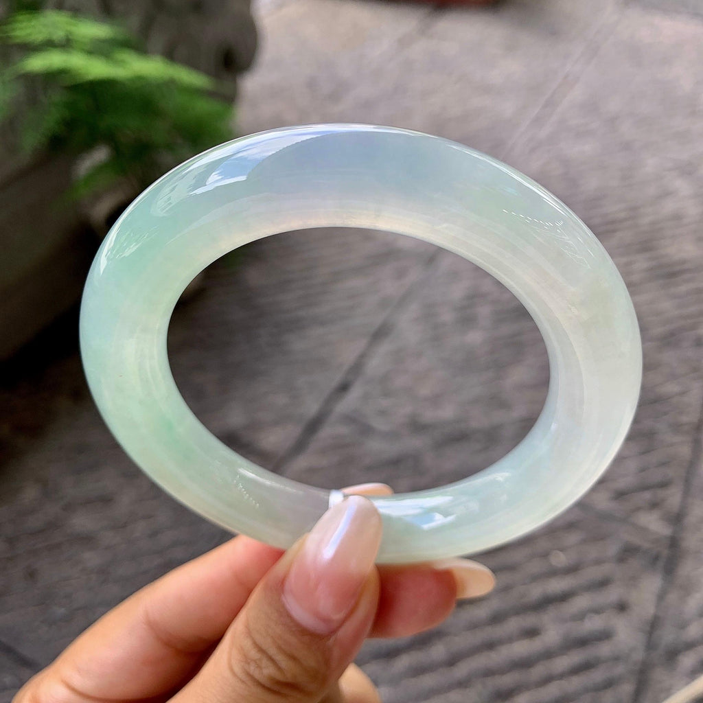 糯冰种淡晴底圆条手镯（57.3mm）（yc203705）