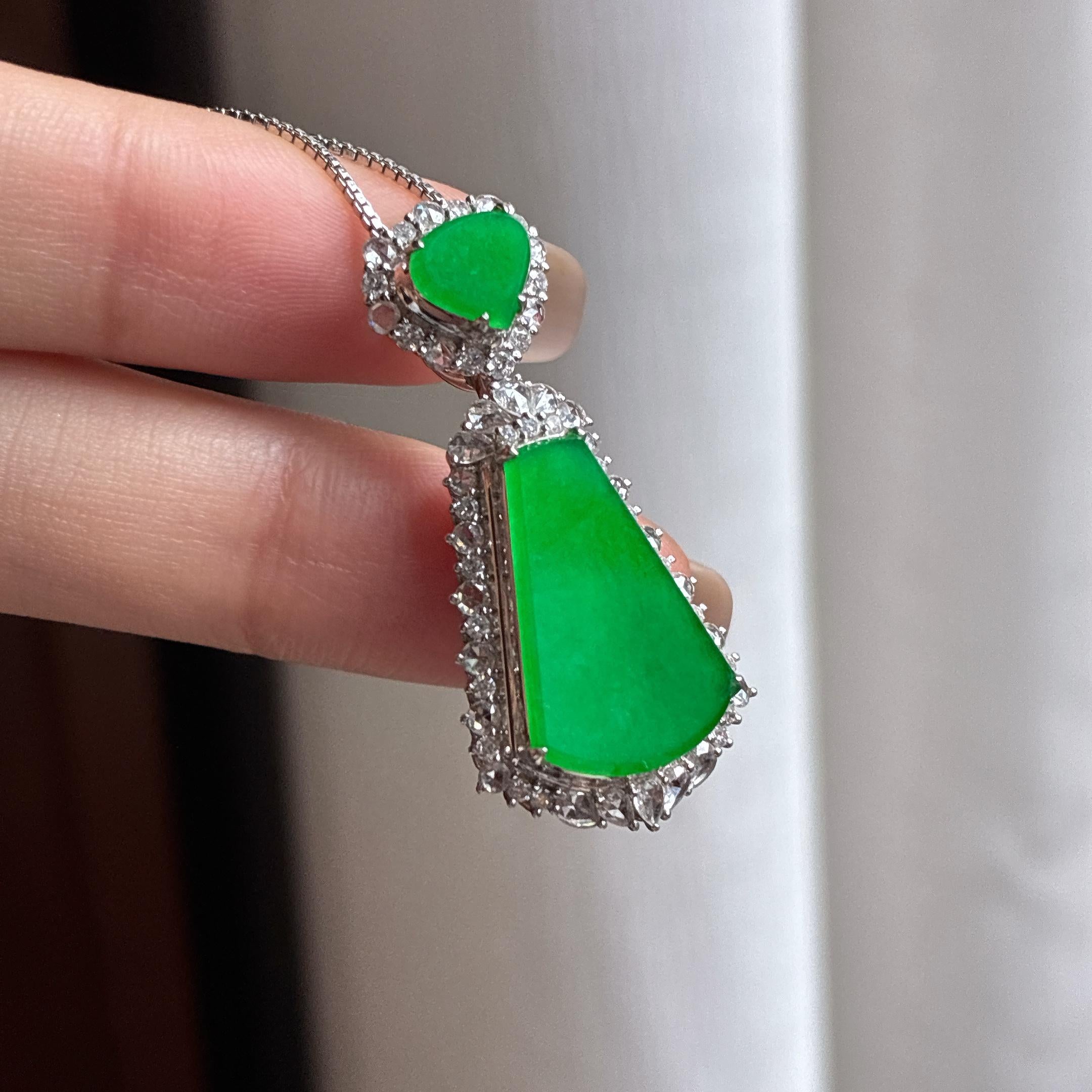 Mặt Bài Vô Sự Mãn Lục Nước Đậm Ngọc Phỉ Thúy A Tự Nhiên Miến Điện Khảm Vàng 18k (yc450418)