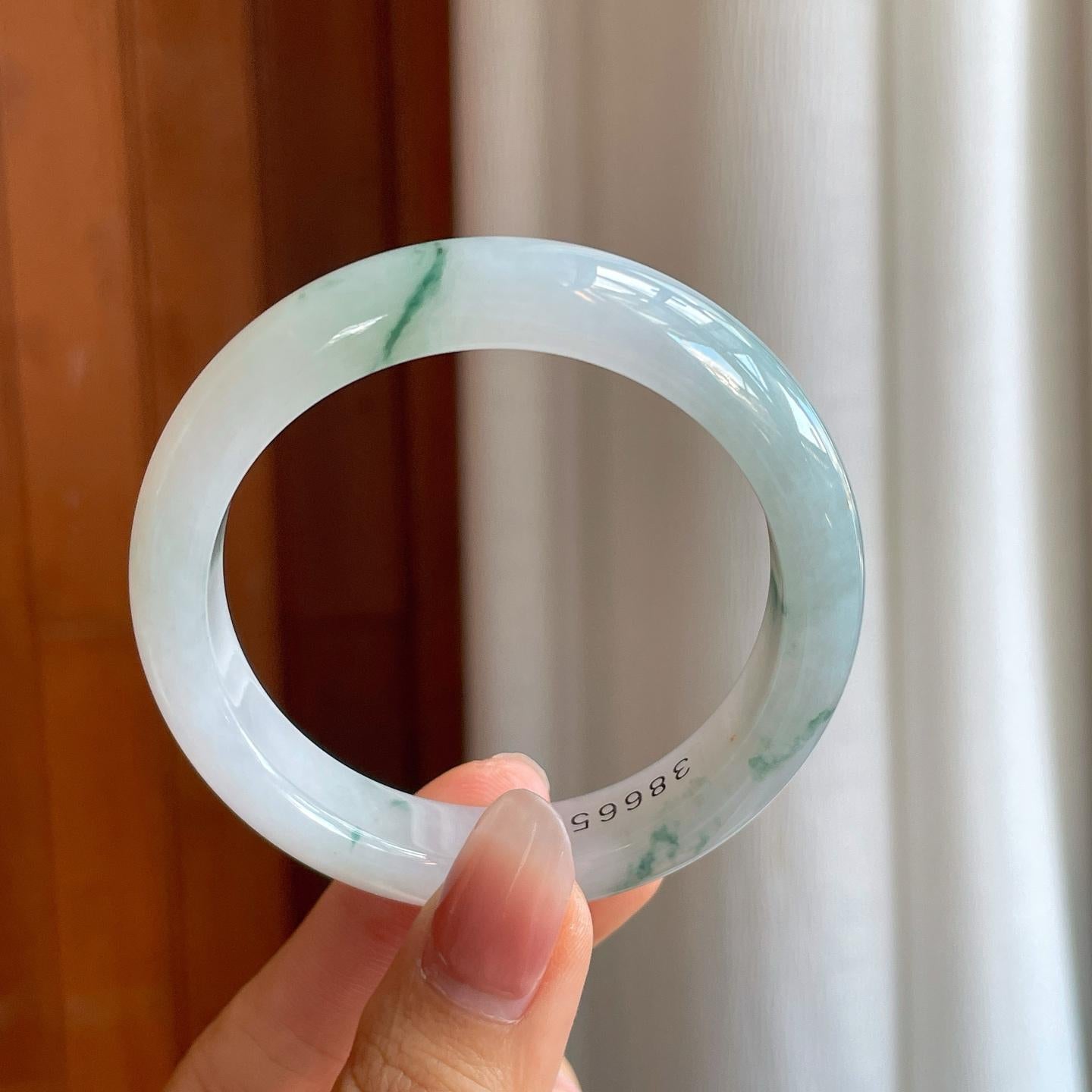 糯冰飘花翡翠平安镯（52.8mm）（yc312937）