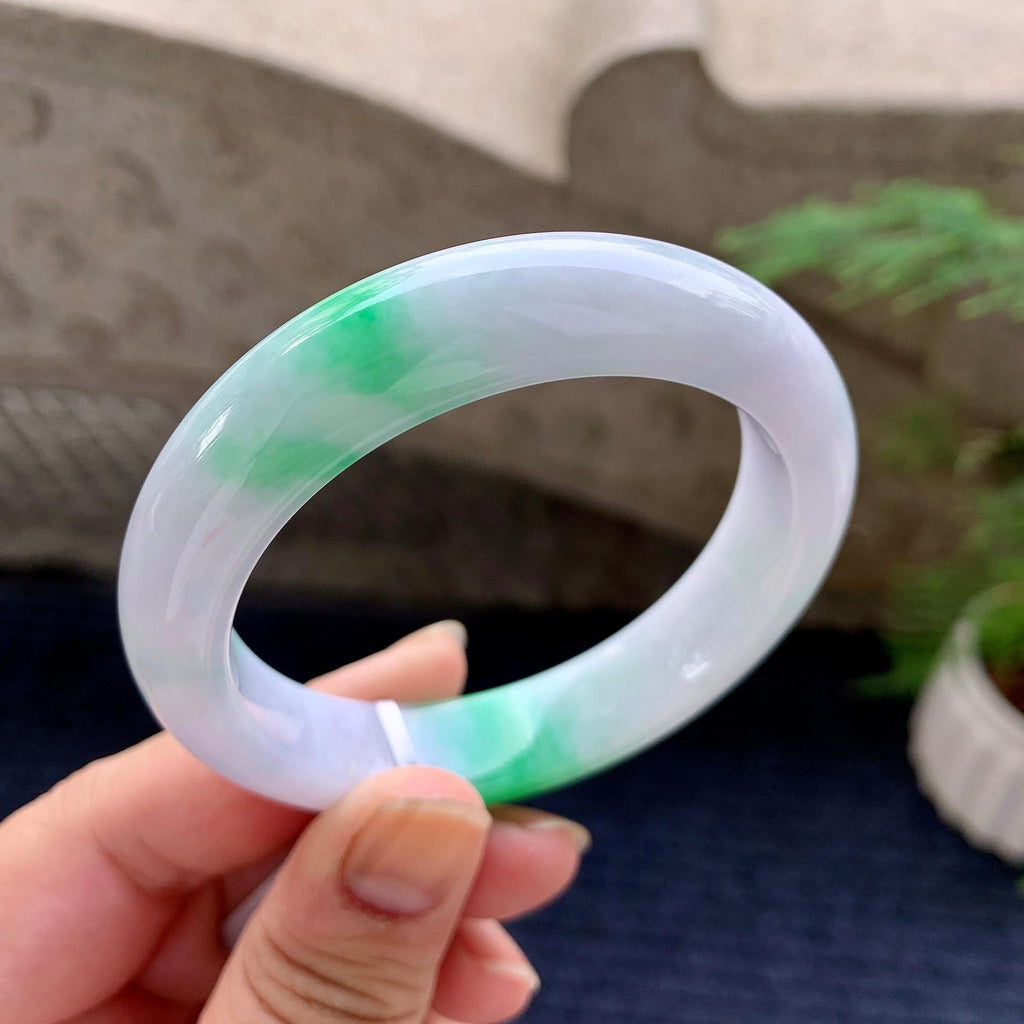 细糯种飘阳绿平安镯（55.8mm）（yc194566）