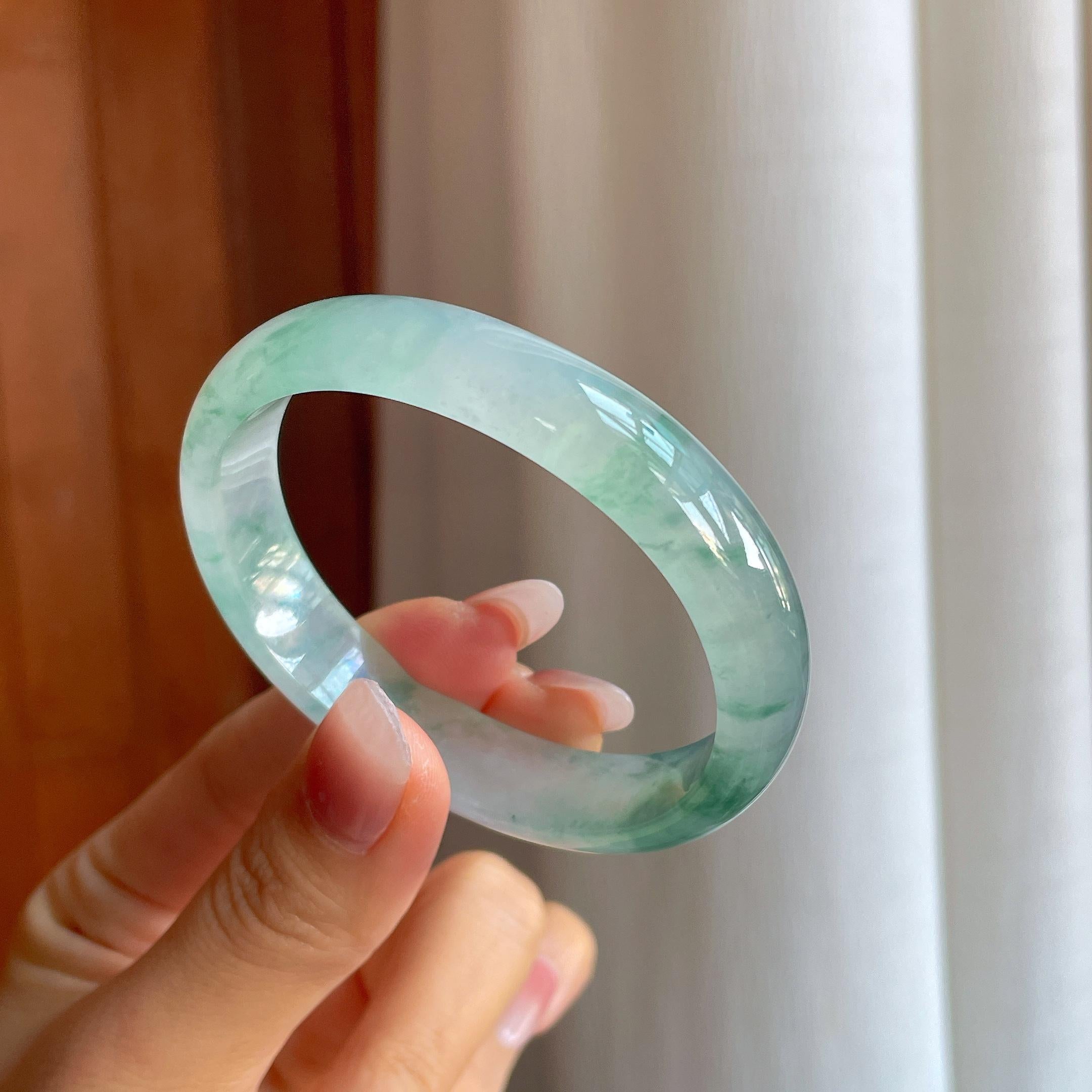 冰种飘花翡翠贵妃镯（55mm）（yc312044）