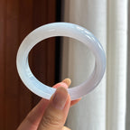 细糯冰淡春底翡翠平安镯（55.5mm）（yc420201）