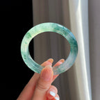 冰玻种飘花翡翠平安镯（52.5mm)（yc374857）