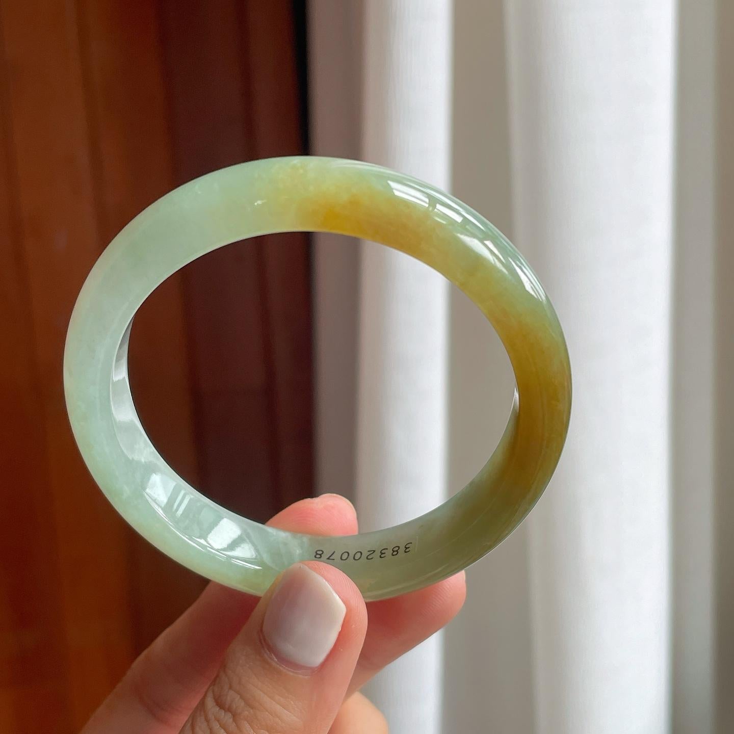 糯冰黄翡翡翠平安镯（57.8mm）（yc249158）